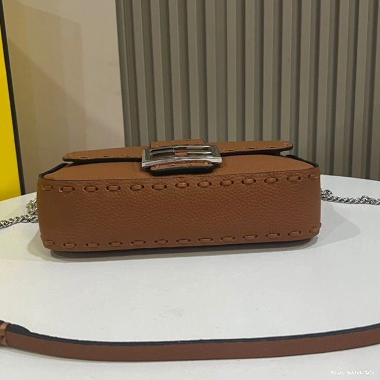 Cheap Baguette Brown Fendi Selleria Leather Mini Cuoio In Bag Romano 0813